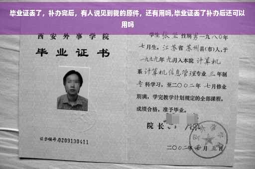 毕业证丢了，补办完后，有人说见到我的原件，还有用吗,毕业证丢了补办后还可以用吗