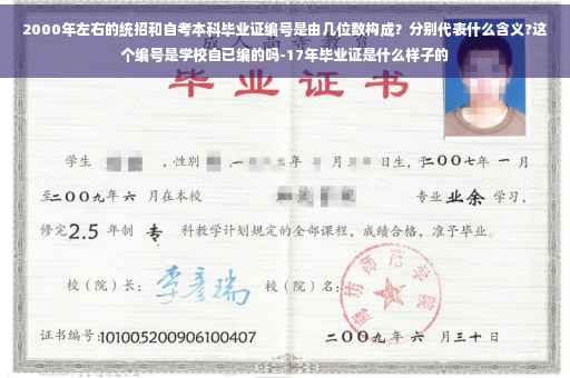 2000年左右的统招和自考本科毕业证编号是由几位数构成？分别代表什么含义?这个编号是学校自已编的吗-17年毕业证是什么样子的