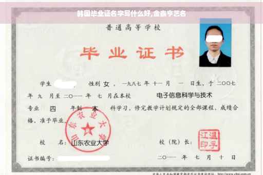 韩国毕业证名字写什么好,金泰亨艺名
