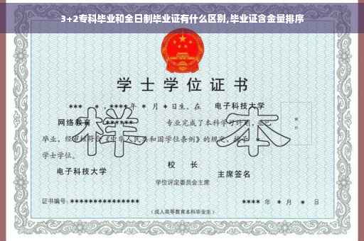3+2专科毕业和全日制毕业证有什么区别,毕业证含金量排序