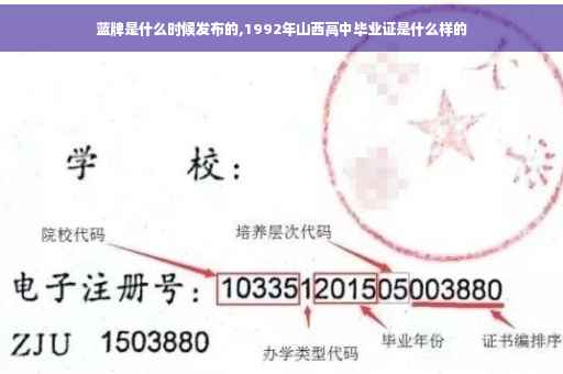 蓝牌是什么时候发布的,1992年山西高中毕业证是什么样的