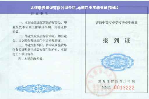 大连瑞胜建设有限公司介绍,马道口小学毕业证书图片