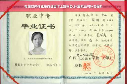 电焊特种作业操作证丢了上哪补办,计算机证书补办图片
