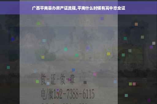 广西平南县办房产证流程,平南什么时候有高中毕业证