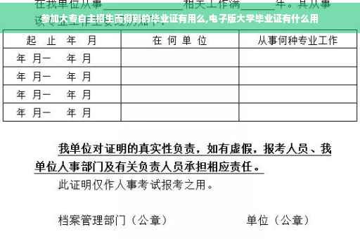 参加大专自主招生而得到的毕业证有用么,电子版大学毕业证有什么用