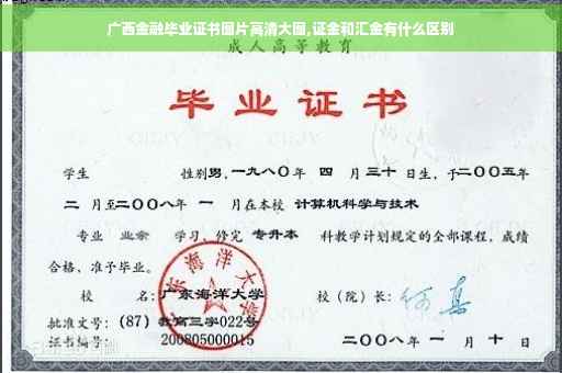 广西金融毕业证书图片高清大图,证金和汇金有什么区别