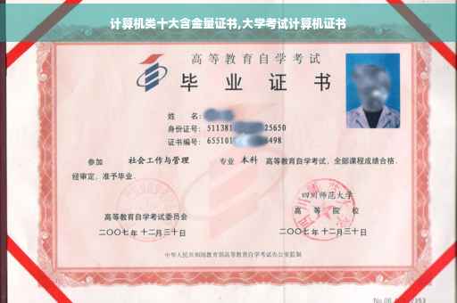 计算机类十大含金量证书,大学考试计算机证书