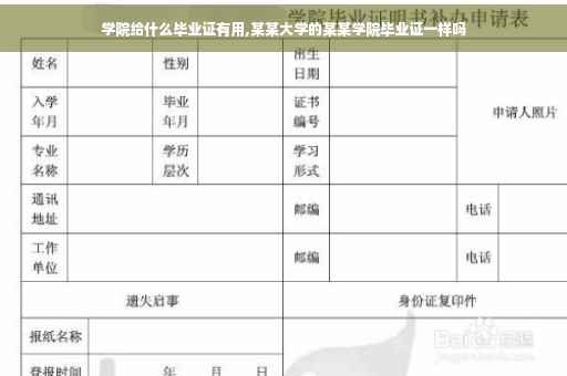 学院给什么毕业证有用,某某大学的某某学院毕业证一样吗