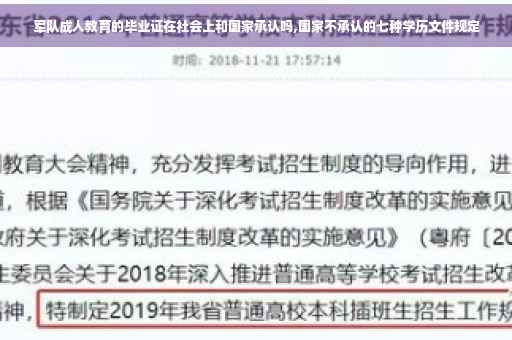 军队成人教育的毕业证在社会上和国家承认吗,国家不承认的七种学历文件规定