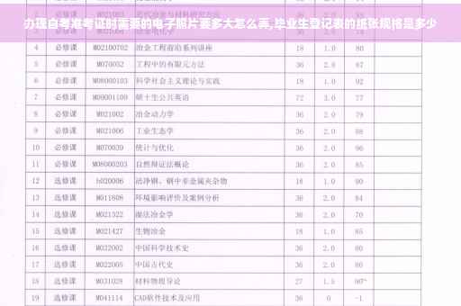 办理自考准考证时需要的电子照片要多大怎么弄,毕业生登记表的纸张规格是多少