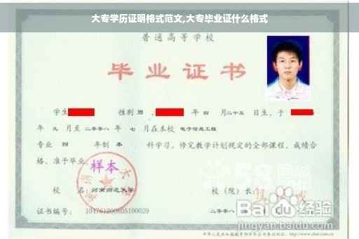 大专学历证明格式范文,大专毕业证什么格式