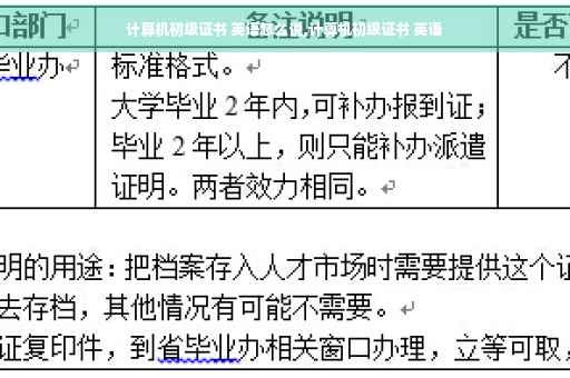计算机初级证书 英语怎么说,计算机初级证书 英语