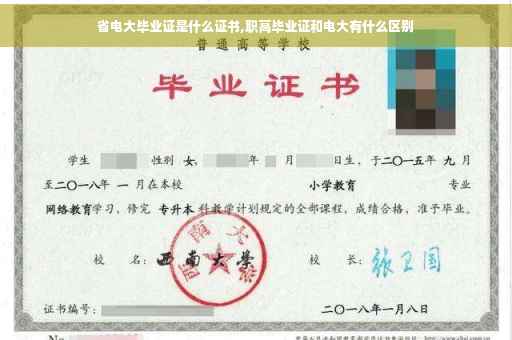 省电大毕业证是什么证书,职高毕业证和电大有什么区别