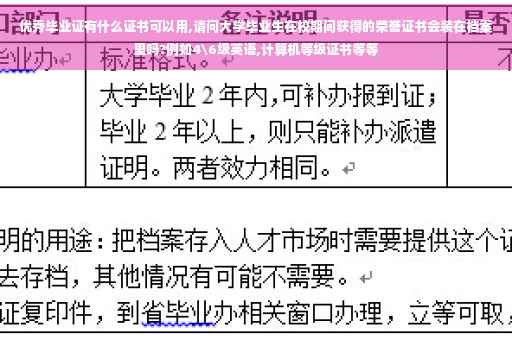 优秀毕业证有什么证书可以用,请问大学毕业生在校期间获得的荣誉证书会装在档案里吗?例如4级英语,计算机等级证书等等
