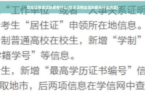 毕业证档案信息都有什么(毕业证档案信息都有什么内容)
