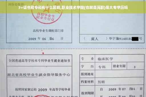 3+证书和专科有什么区别,职业技术学院(也就是高职)是大专学历吗
