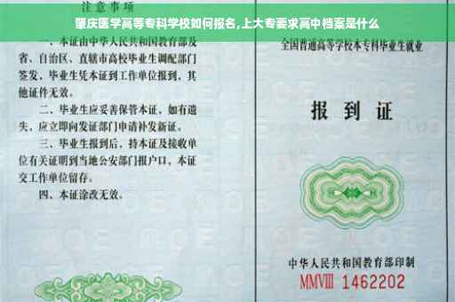 肇庆医学高等专科学校如何报名,上大专要求高中档案是什么