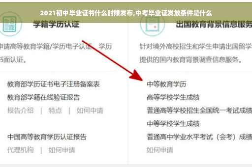 2021初中毕业证书什么时候发布,中考毕业证发放条件是什么