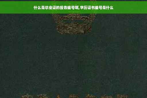 什么是毕业证的报告编号呢,学历证书编号是什么