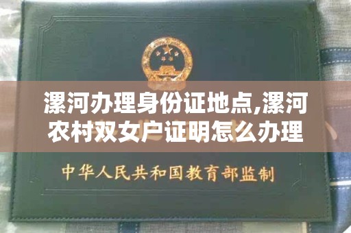 漯河办理身份证地点,漯河农村双女户证明怎么办理