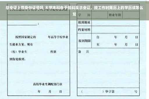 毕业证上带身份证号吗,大学本科由于挂科没毕业证，找工作时简历上的学历该怎么写