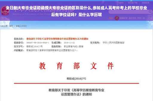 全日制大专毕业证和函授大专毕业证的区别是什么,参加成人高考所考上的学校毕业后有学位证吗？是什么学历呢