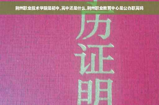 荆州职业技术学院是初中,高中还是什么,荆州职业教育中心是公办职高吗