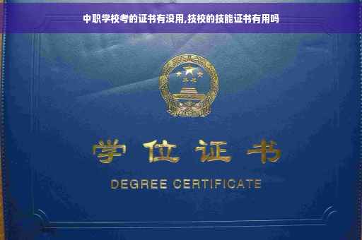 中职学校考的证书有没用,技校的技能证书有用吗
