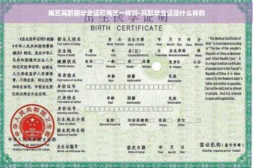 南艺高职院毕业证和南艺一样吗-高职毕业证是什么样的