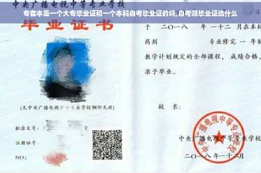 专套本是一个大专毕业证和一个本科自考毕业证的吗,自考混毕业证选什么