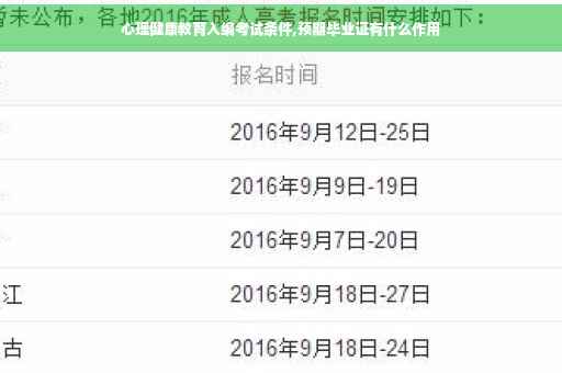 心理健康教育入编考试条件,预期毕业证有什么作用