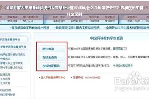 国家开放大学毕业证和统招大专毕业证有区别吗,什么是国家任务生？它和统招生有什么区别