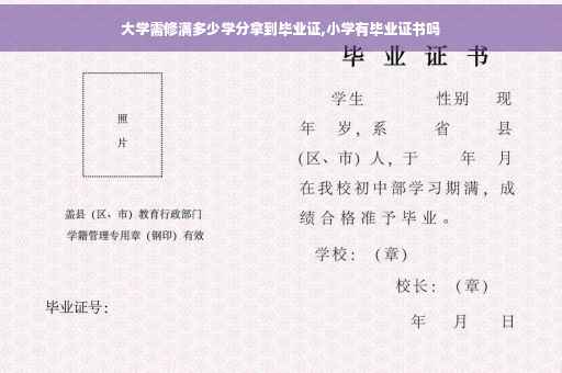 大学需修满多少学分拿到毕业证,小学有毕业证书吗