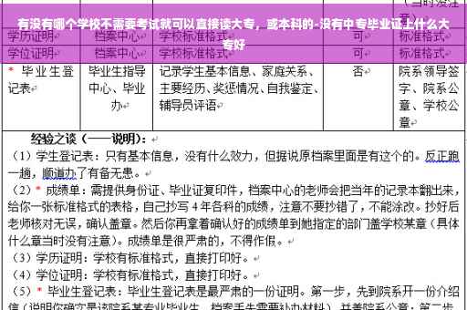 有没有哪个学校不需要考试就可以直接读大专，或本科的-没有中专毕业证上什么大专好