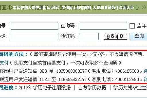 本科在前大专在后能认证吗？学信网上都有信息,大专毕业证为什么要认证