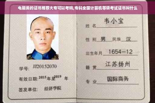 电脑类的证书推荐大专可以考吗,专科全国计算机等级考试证书叫什么