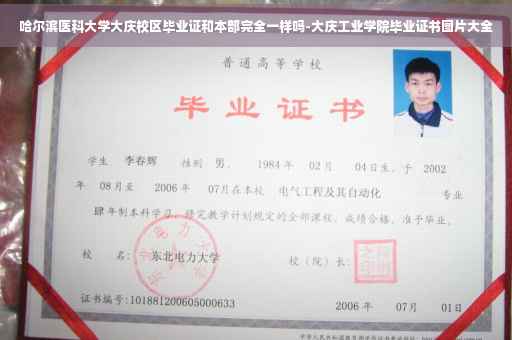 哈尔滨医科大学大庆校区毕业证和本部完全一样吗-大庆工业学院毕业证书图片大全
