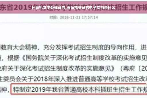 计算机文字处理证书,医师执业证书电子文档是什么