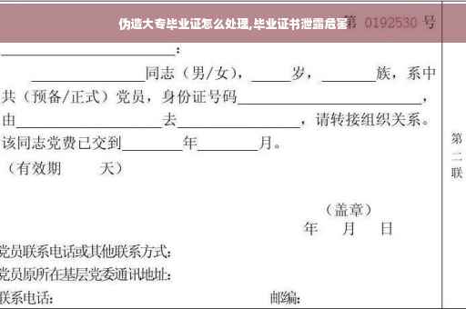 伪造大专毕业证怎么处理,毕业证书泄露危害