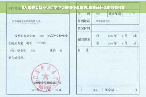 用人单位要毕业证和学位证是做什么用的,毕业证什么时候有作用