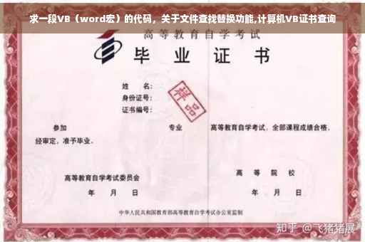 求一段VB（word宏）的代码，关于文件查找替换功能,计算机VB证书查询
