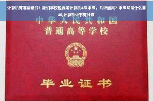 计算机有哪些证书？我们学校说要考计算机4级中级。几级最高？中级又是什么意思,计算机证书有分数
