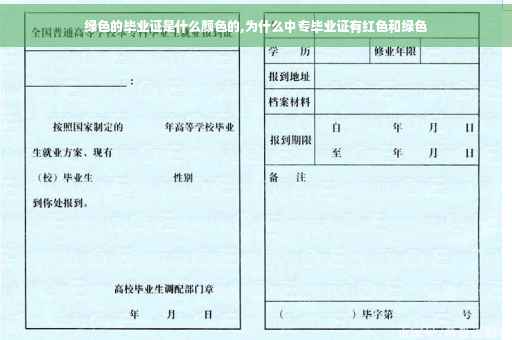 绿色的毕业证是什么颜色的,为什么中专毕业证有红色和绿色
