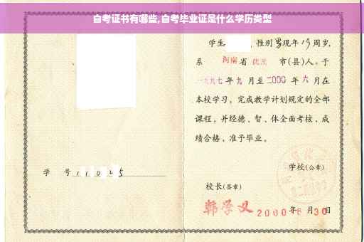 自考证书有哪些,自考毕业证是什么学历类型