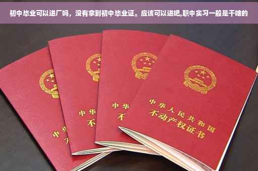 初中毕业可以进厂吗，没有拿到初中毕业证。应该可以进吧,职中实习一般是干啥的