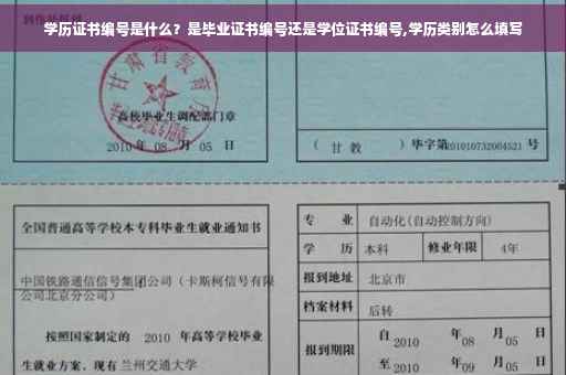 学历证书编号是什么？是毕业证书编号还是学位证书编号,学历类别怎么填写