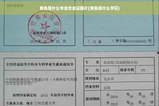 黄色是什么专业毕业证图片(黄色是什么学历)