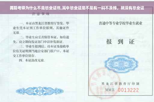 舞蹈考级为什么不是毕业证书,高中毕业证是不是有一科不及格，就没有毕业证
