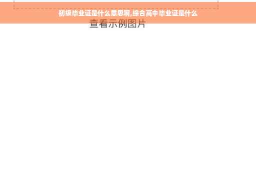 初级毕业证是什么意思啊,综合高中毕业证是什么
