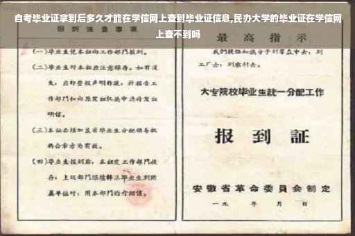 自考毕业证拿到后多久才能在学信网上查到毕业证信息,民办大学的毕业证在学信网上查不到吗